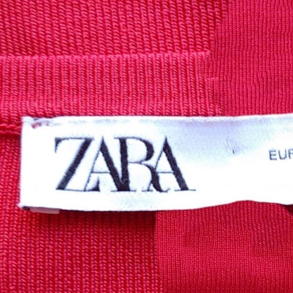 Zara sexy red drawstring asymetrical short sleeve scoop neck top - Picture 2 of 8
